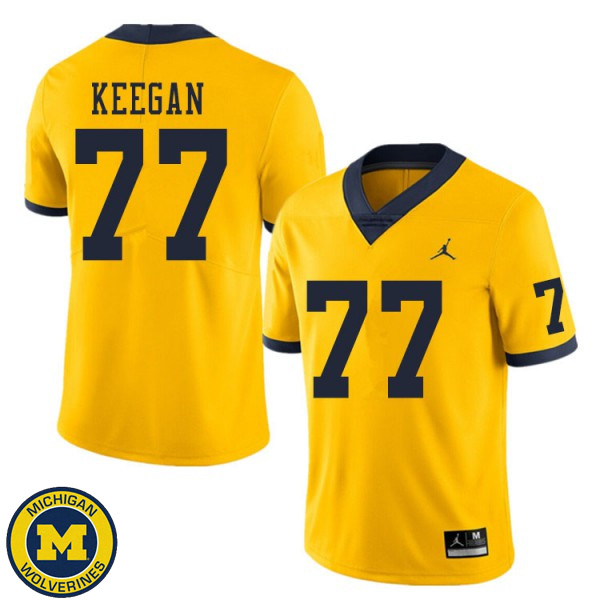 Men Michigan Wolverines #77 Trevor Keegan Yellow University Jersey